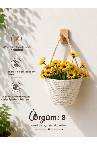 ÖRGÜM Coș cu floarea-soarelui artificială, 1 bucată, mini coș cu floarea-soar...