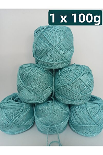 İPEK YÜN İPLİK DÜNYASI Bamboo Cotton Knitting Yarn (Mint Turquoise, Silver Gl...