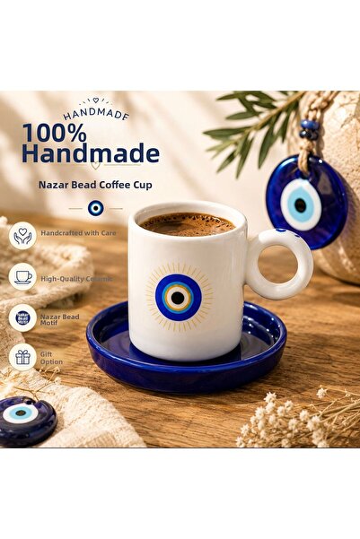 DİBA CONCEPT كوب مصنوع يدويًا مزين بخرز العين الشريرة