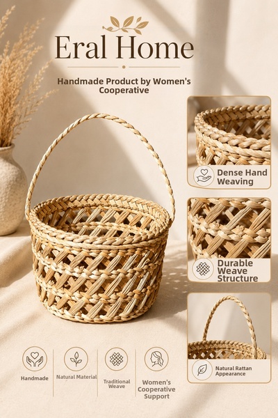 SS ERAL KOOP Decorative Multi-Purpose Organizer Handmade Natural Wicker Baske...