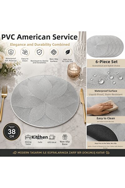 suhika 6-Piece Pvc American Service 38 cm Round Waterproof Wipeable Non-Slip ...