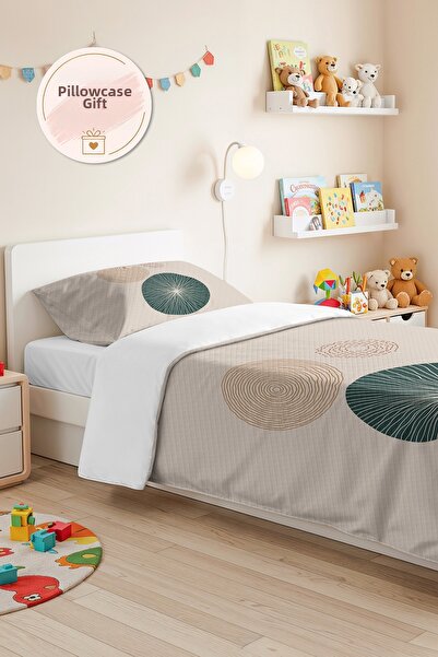 Evimde Bambaşka Geometric Cream Young Room Single Pique Set - Petrol Mustard ...