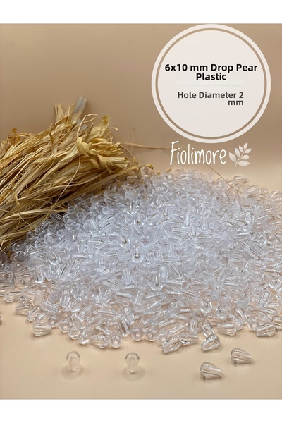 Fiolimore 6X10 mm Drop Pear Writing Beads (50 Gr 150 Pieces) Hole Diameter 2 ...