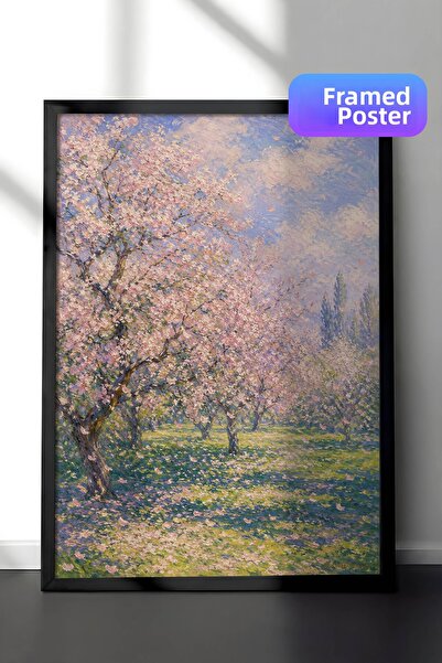Zestia Pictură murală inspirată de Monet cu flori de cireș, grădină impresion...