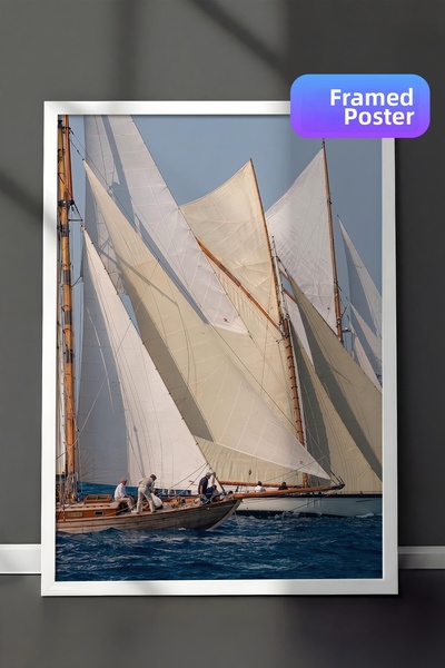 Postifull Poster cu barca cu pânze, Poster cu ramă albă, Seria Old Money, NR:...