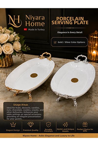 Niyara home 39 سم من البورسلين الفاخر مع أرجل معدنية