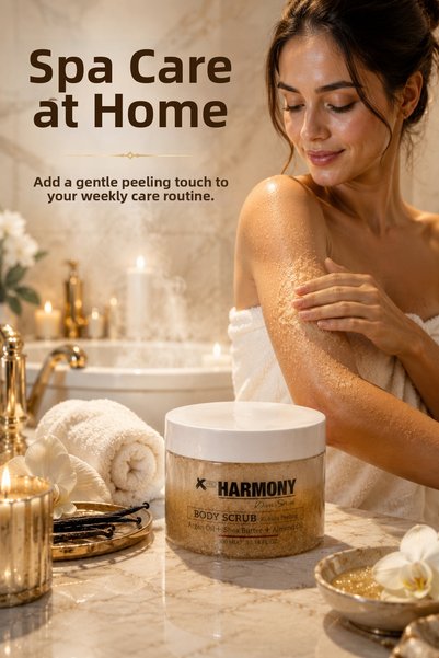 PROHARMONY Vanilla Body Scrub 300 ml |   Body Scrub Containing Shea Butter + Argan Oil + Almond Oil