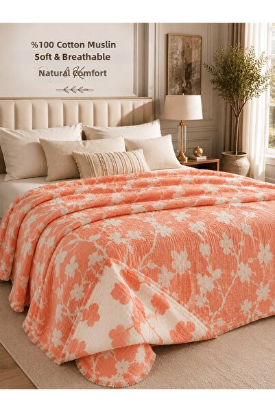 Afil Collection 4 Layer Muslin Quilt 240X260 cm Double Size 100% Cotton Breat...