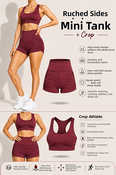 MRDN MODA Women's High Waist Lycra Side Gathered Mini Leggings - Crop Athlete...