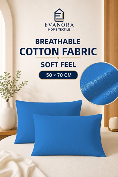 evonora Evanora Home Textile Riva Series Cobalt Blue 2-Piece Pillowcase Set 50 X 70 cm