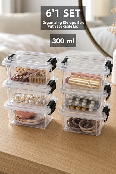 Meleni Home Organizator cu 6 compartimente cu capac - Organizator decorativ p...