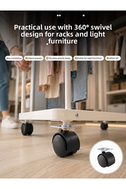 Lisinya 4 cm Lockless Wheel Foot Set Floor Protector -