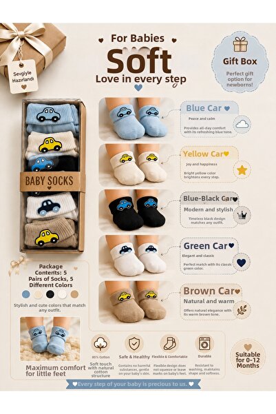 baby socks Unisex Baby Sock Box with Gift Accessories Newborn 0-6 Months