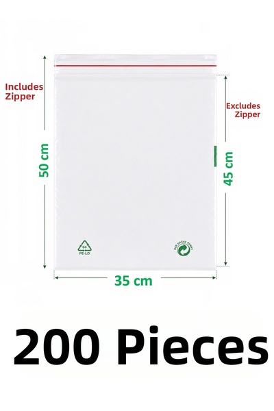 MTKardeşler 35X45+5 cm Transparent Green Recyclable Adhesive Nylon Bag 35X50 ...