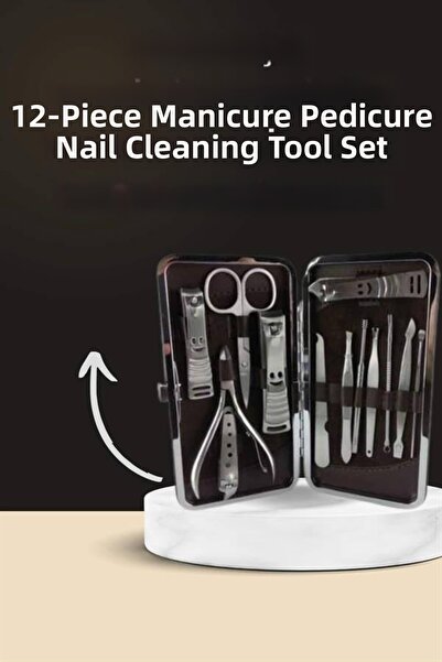 pınaxar Electric Manicure Pedicure Set Double Set 12 Pieces Nail Care File Pr...