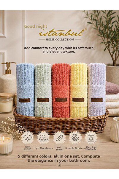 İyi Geceler İstanbul Linear 5-Piece Face Towel Set