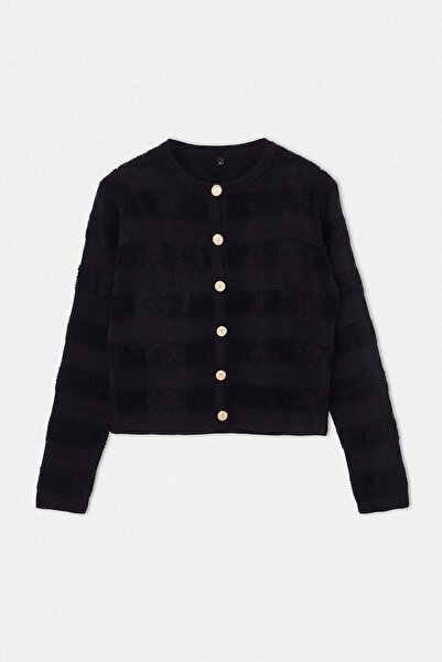 Trendyol Collection Black Knitwear Cardigan Twoaw24Hi00337