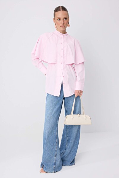 Trendyol Modest Pink Regular Terrycotton Plain Woven Top & Bottom Hijab Shirt...
