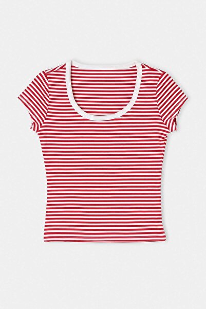 Trendyol Collection Multi-Colored Plain Fitted Pool Collar Moon Sleeve Short ...