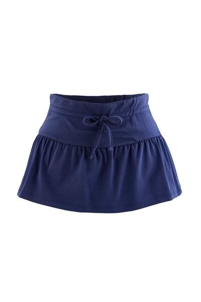 Trendyol Collection Navy Blue Plain Low Waist Wide Cotton Stretch Knitted Ski...