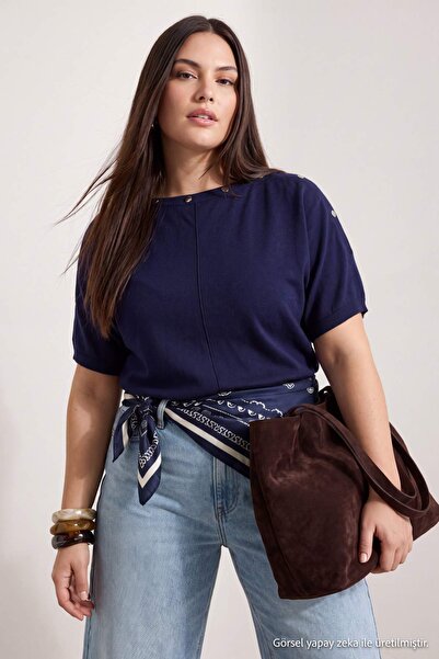 Trendyol Curve Marineblauer, schmal geschnittener, saisonaler Strickpullover ...