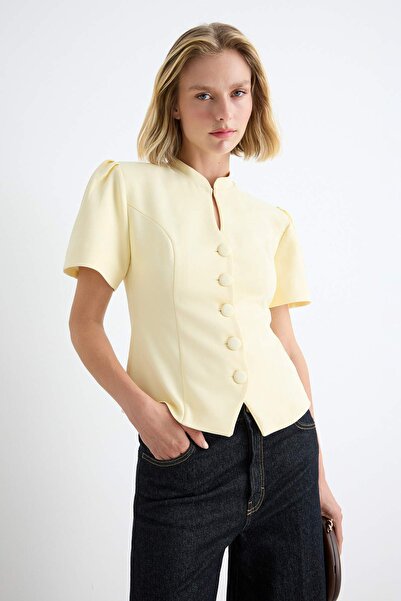 Trendyol Collection Jachetă Blazer Galbenă TWOAW27BC00001