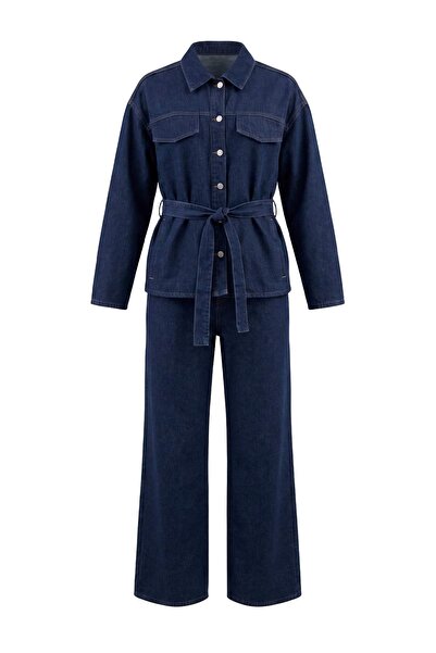 Trendyol Collection Dark Blue Jacket Jeans Denim Bottom - Top Set Twoaw27Au00052