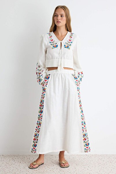 Trendyol Collection White Skirt Twoss26Et00192