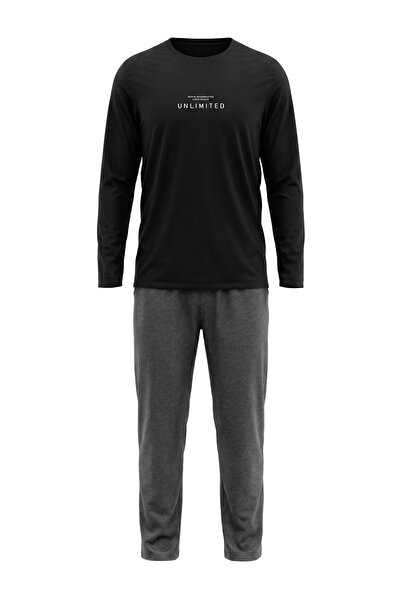 Trendyol Collection Black Regular Printed Homewear Pajamas Set Tmnaw27Pt00001
