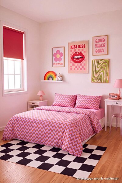 TRENDYOLMİLLA HOME Double Retro Themed Elastic Sheet Duvet Cover Set Tphaw27C...