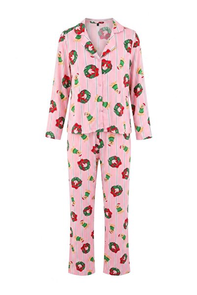 Trendyol Collection Pink New Year Shally Woven Pajama Set Thmaw26Pt00030