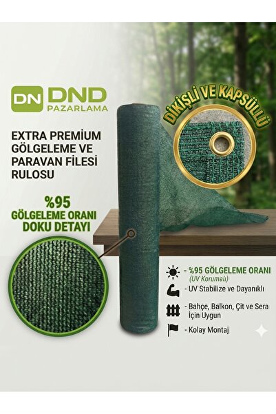 DNDPAZARLAMA Hazır Halkalı Gölgelik %95 1,20m x 7m -Montajı İçin 10 metre 3mm...
