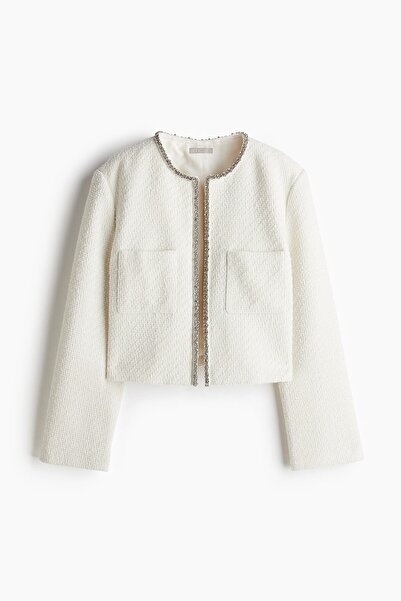 H&M Suni Elmas İşlemeli Bukle Ceket