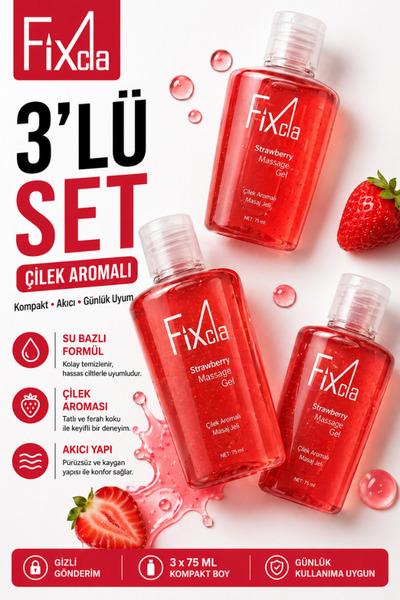 FixCla Natural Kayganlaştırıcı Jel Üçlü Set! Çilek Aromalı 75 ML