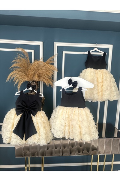 Dizaynbyasena Rose Model Black Ecru Special Occasion Children's Evening Dress