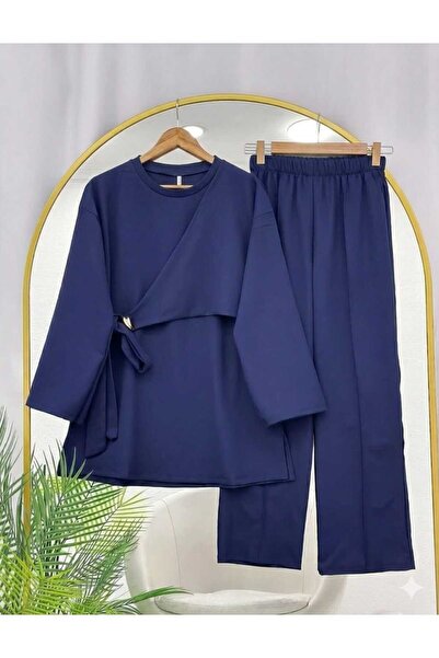 MODA VEDAT Ženski komplet pantalona od krep tkanine sa detaljnim vezivanjem s...