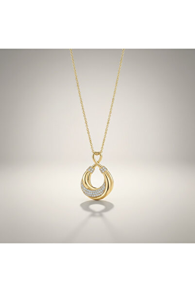 Xuping Kararmaz Zirkon Taşlı Oval Gold Kolye – Altın Kaplama Şık Kadın Kolye