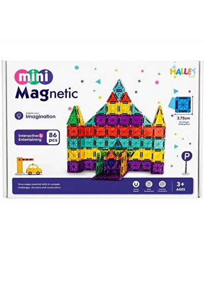 Mini magnetic bloklar 86 parca kutu boyut:27.5x20cm blok boyut 3.75cm