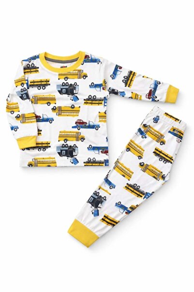 ELMASS Diamond boy's truck print pajama set 1-9 years ecru