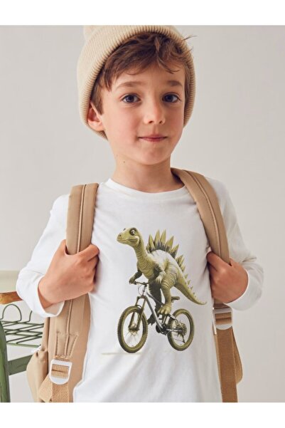 MAYORAL Majica dugih rukava sa dinosaurus printom za dečake 2-10 godina KREMA