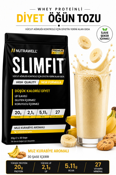 SLIMLIFT Slımfıt Muz Kurabiye 30 Öğün Şase- Öğün Tozu