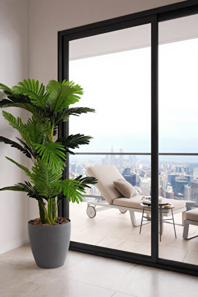 MARIA HOMES شجرة نخيل اصطناعية مع وعاء بلاستيكي - نبات استوائي داخلي للزينة ب...