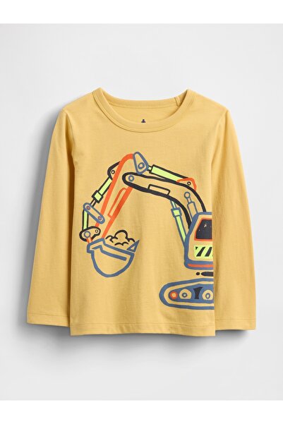 GAP Erkek Bebek Sarı Grafik Baskılı T-Shirt