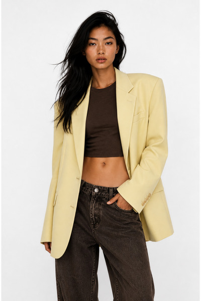 ZUSA store Acı Kahve %50 Modal Kumaş Crop Bluz