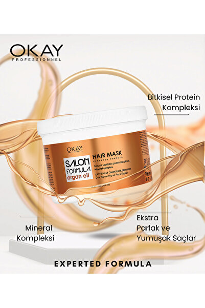 OKAYPROFESSIONNEL SALON FORMULA Çok Yıpranmış ve Kuru Saçlar İçin 3'lü ARGAN Saç Bakım Seti