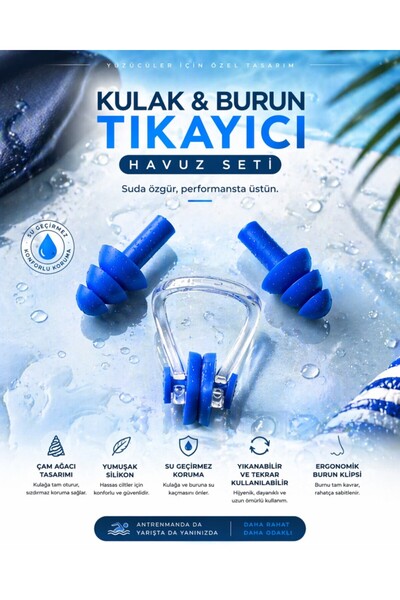 OptaPro Sporcu Yüzücüler Için Silikon Kulak Ve Burun Tıkacı Silikon Kulak Ve ...