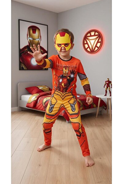 Lizsa Marvel Çocuk Süper Kahraman Iron man Kostümü - Çocuk Demir Adam Kıyafeti