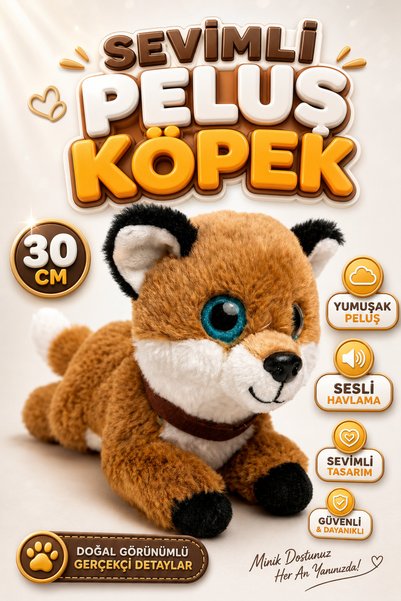 viyolmarketim Peluş Sesli Yavru Köpek 30 cm – Havlayan Yumuşak Peluş Oyuncak ...
