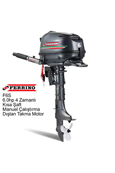 Ferrino 6Hp 4T Dıştan Takma Motor (Model:F6BMS) Kısa Şaft Manuel