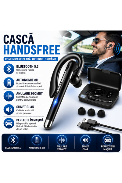 SMARTECH Căști Bluetooth fără fir, Bluetooth 5.3, Anulare zgomot CVC 8.0, Car...